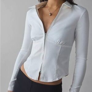 Silence + Noise Off-White Zip-Up Jacket